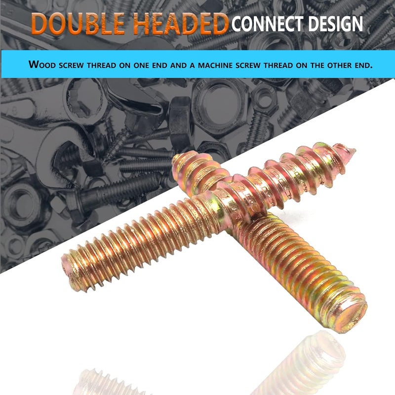 DGZ 10Pcs Hanger Bolts Double Headed Bolts Kit,with (M8x1.25mm) Hanger Bolt Driver, Hanger Bolts for Wood Furniture(M8x55mm) - Image 2